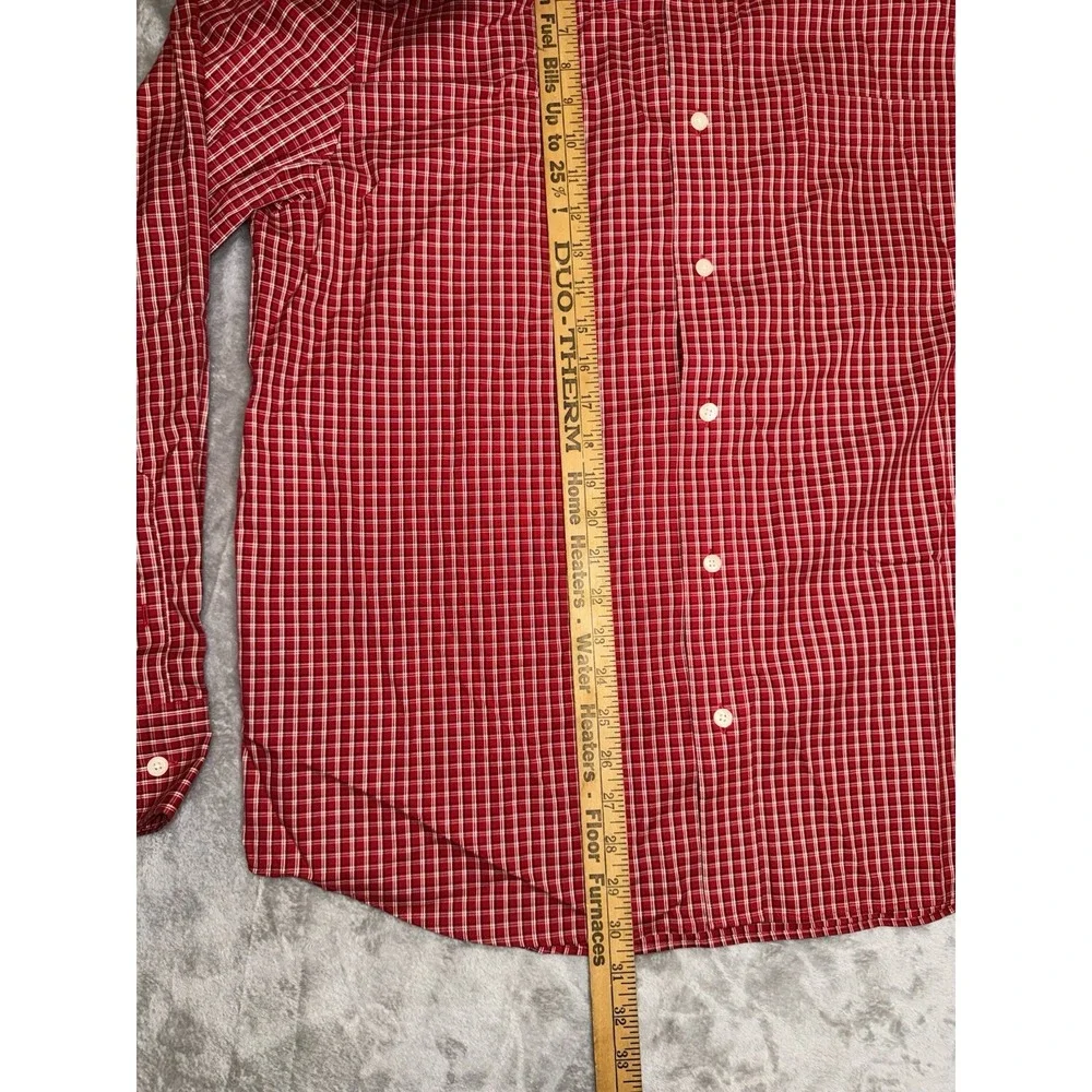 Eddie Bauer‎ Mens Shirt L Red Plaid Wrinkle Resistant Button Down Chest Pocket